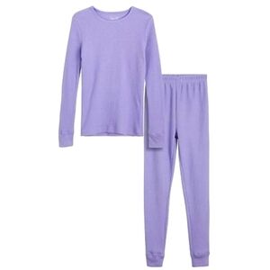 Therma Tek 2pc Thermal Set Girls Cotton Waffle Design (Purple)
